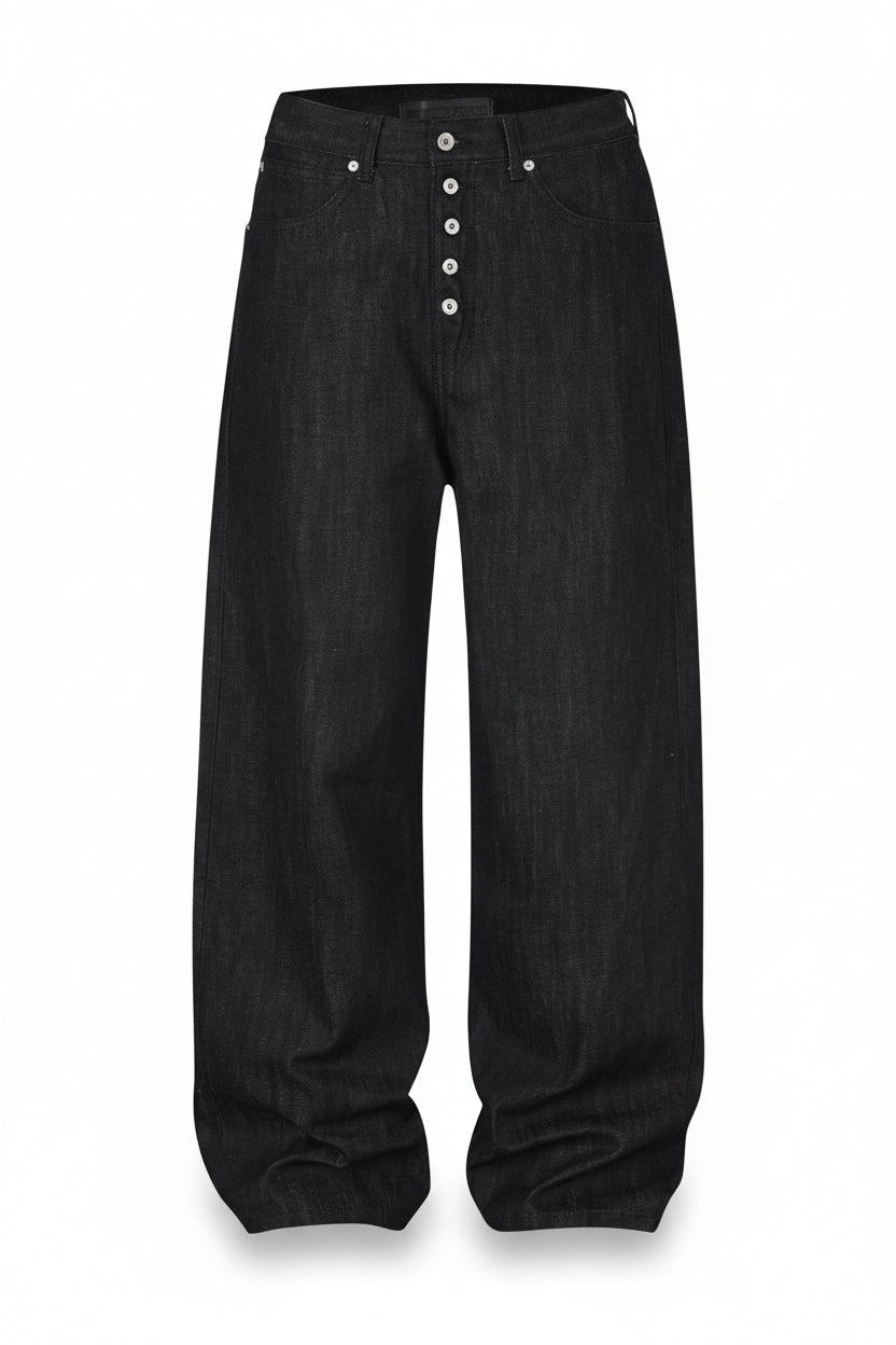 Curved Cut Denim Jeans