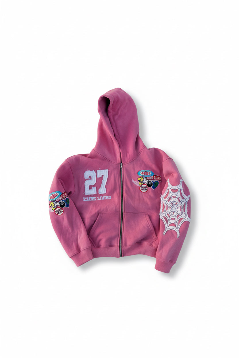 Embroidered zip hoodie