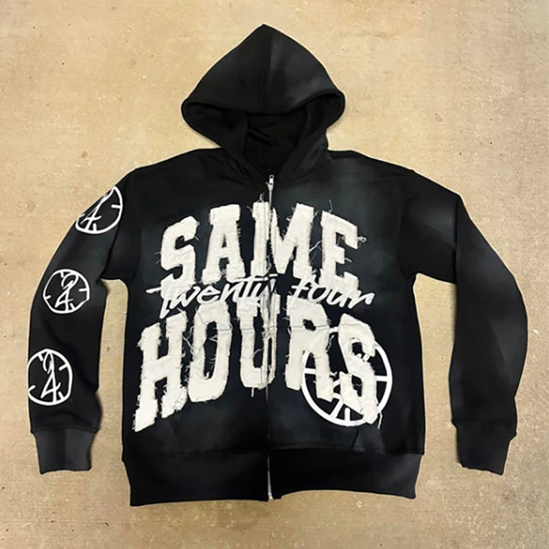 Retro Oversized Zip Hoodie