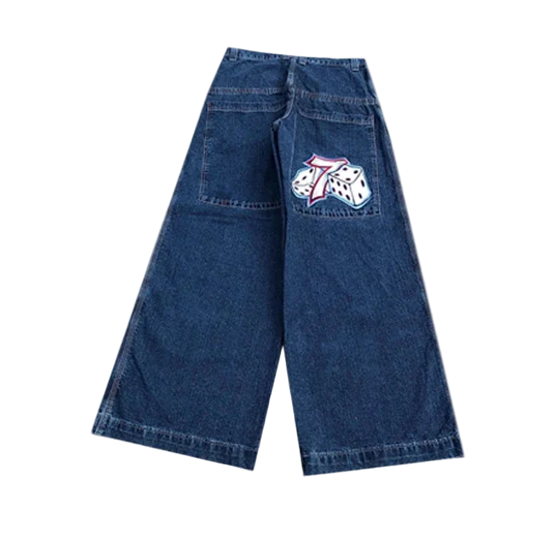 Y2K Wide Dice Baggy Jeans