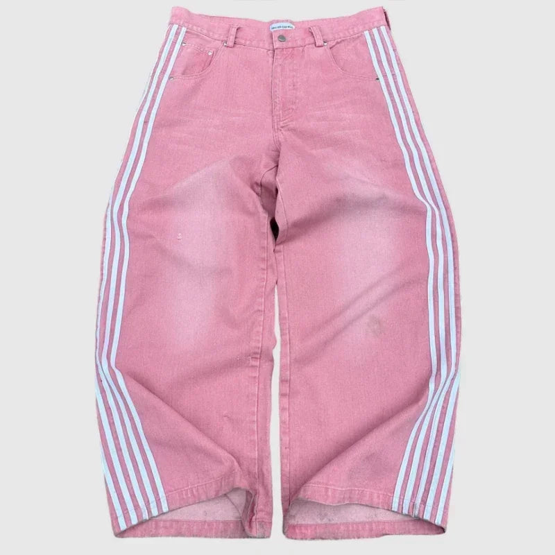 Y2K Striped Baggy Jeans