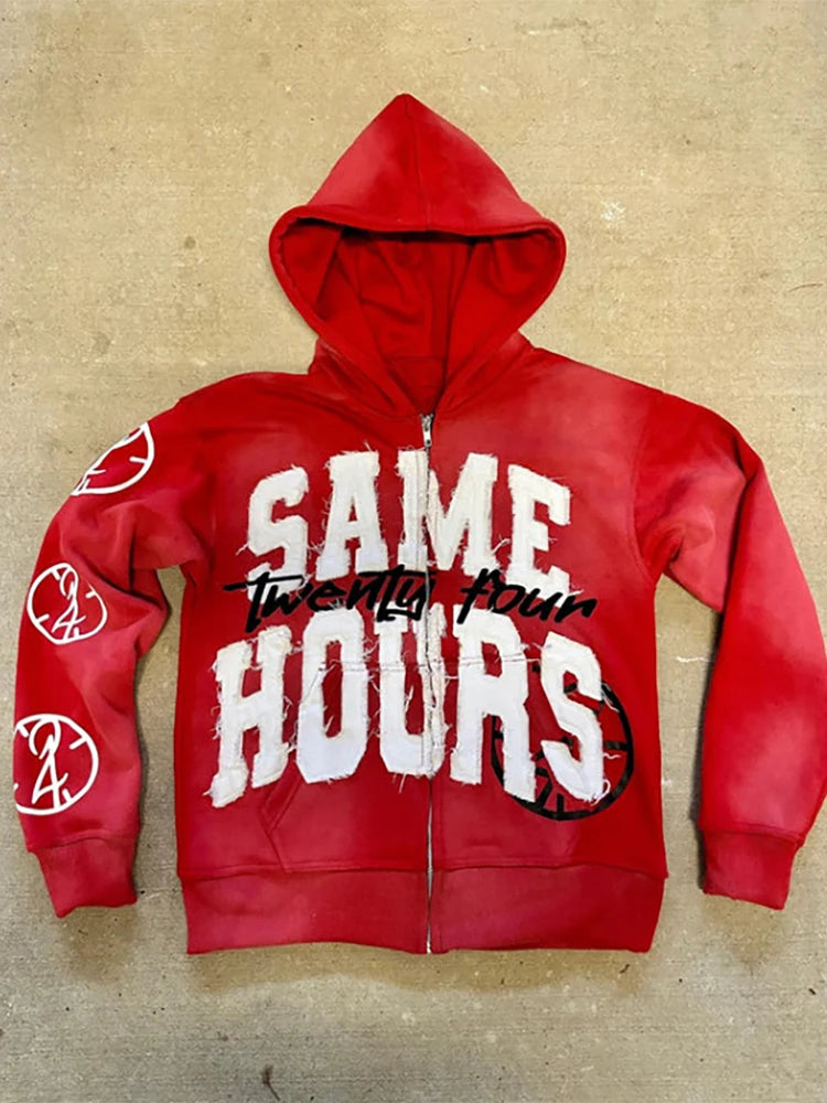 Retro Oversized Zip Hoodie