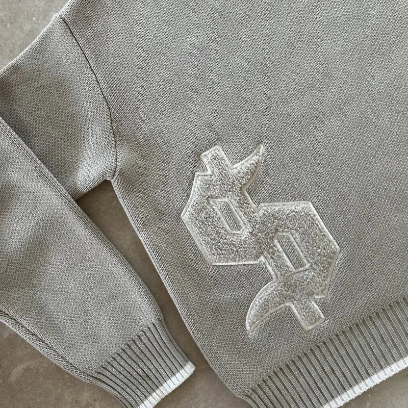 Retro Grey Knit Street Sweater
