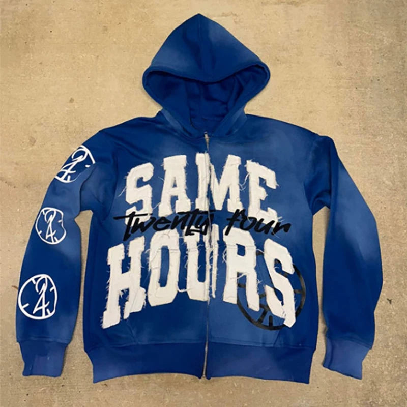 Retro Oversized Zip Hoodie