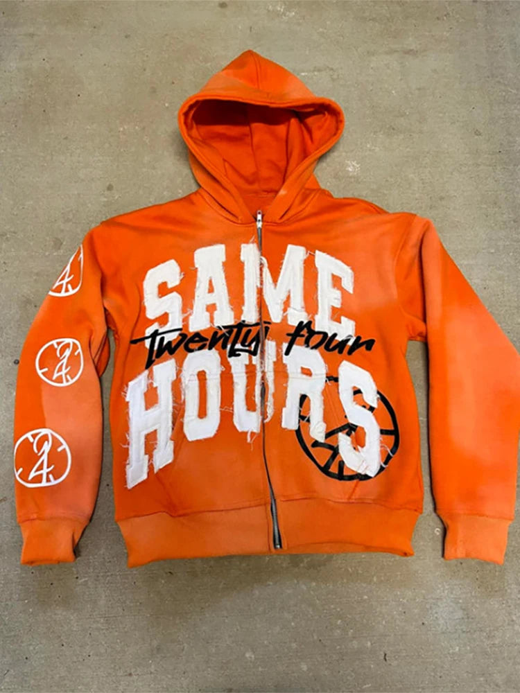Retro Oversized Zip Hoodie