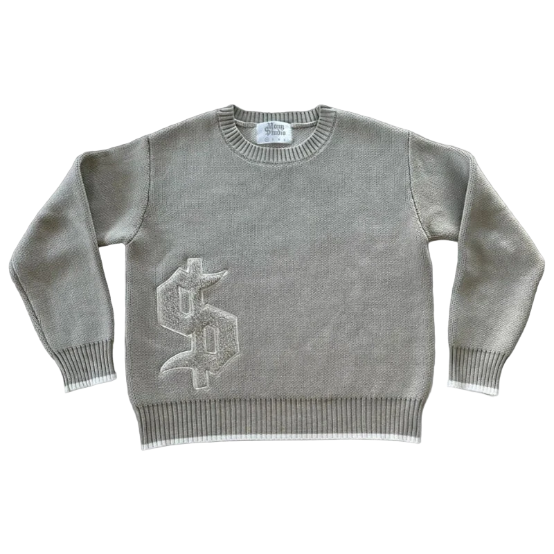Retro Grey Knit Street Sweater