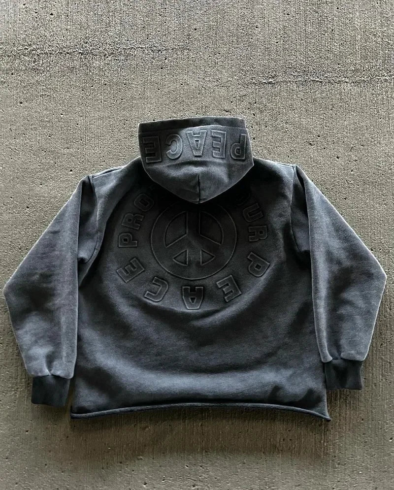 Peace embroidered Hoodie