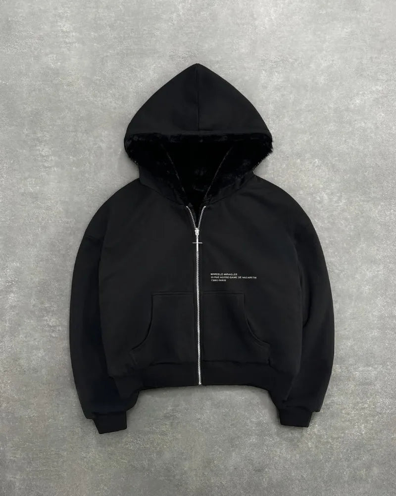 American Retro Leopard Zip Hoodie
