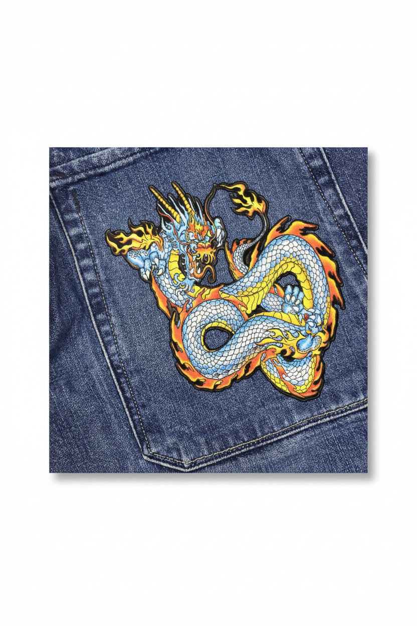 Blue Wash Dragon Jorts