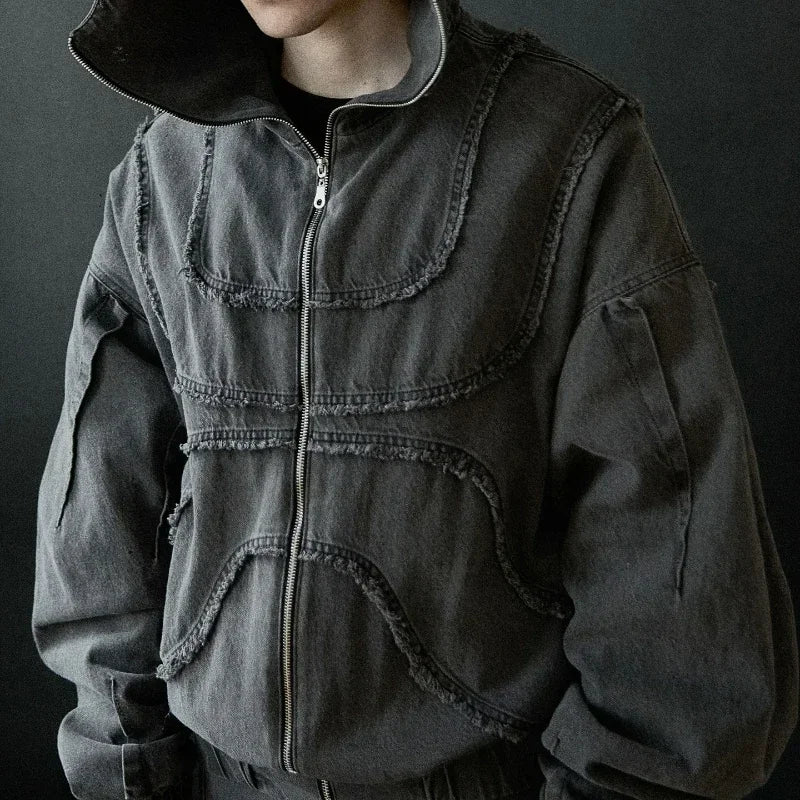Gothic Denim Zip Hoodie