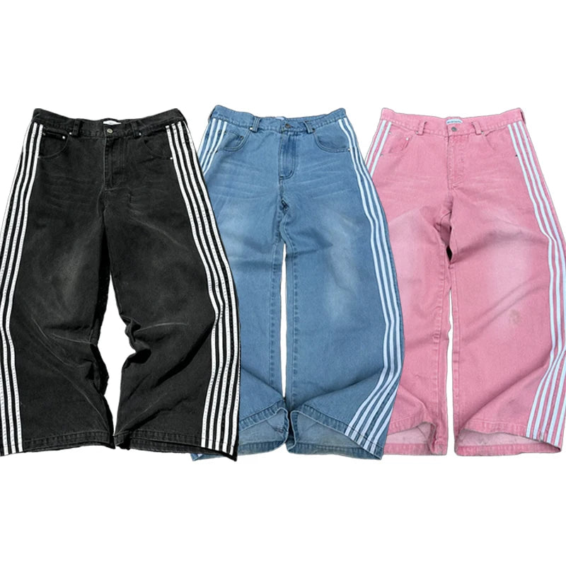 Y2K Striped Baggy Jeans