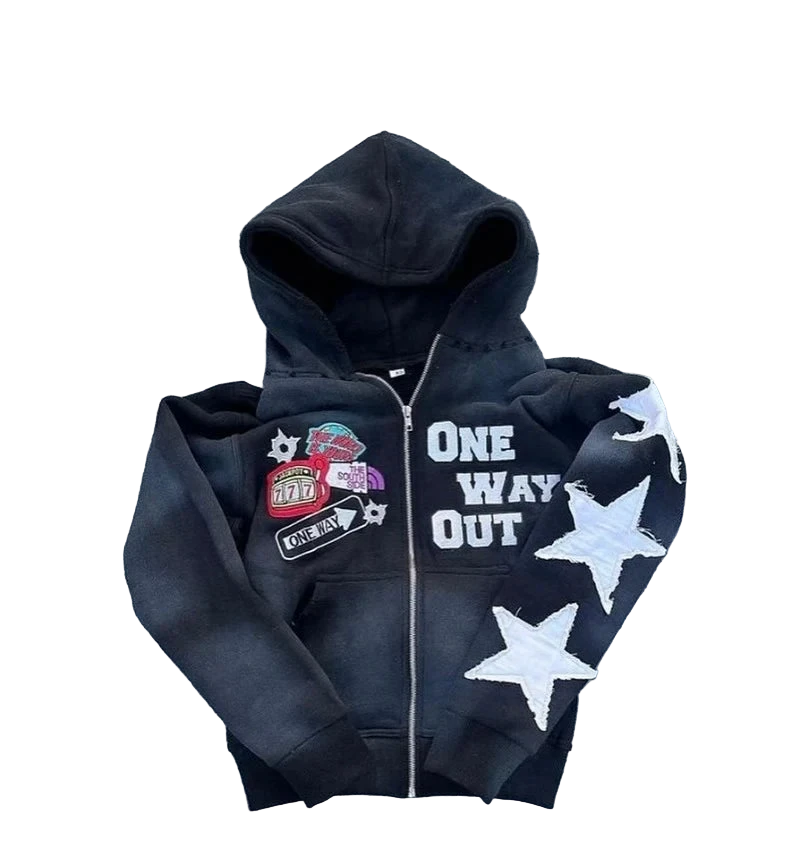 Y2K Star Zip-Up Hoodie