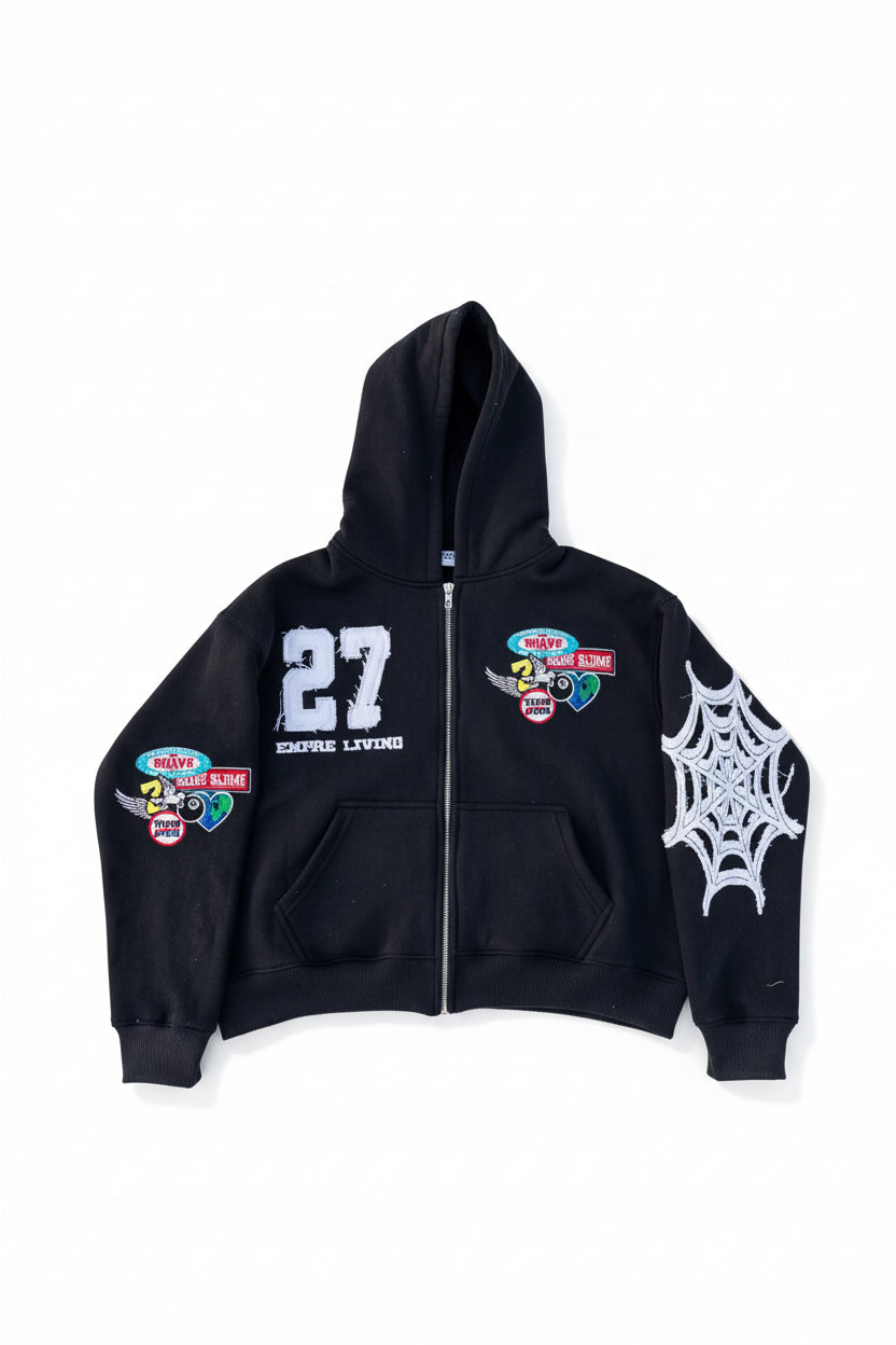Embroidered zip hoodie