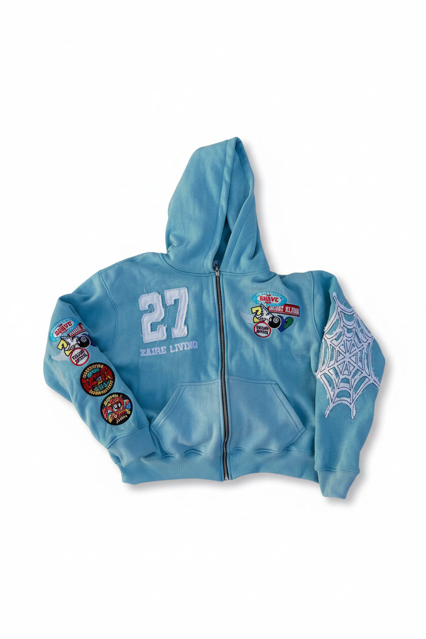 Embroidered zip hoodie